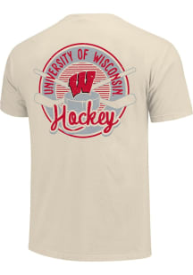 Wisconsin Badgers Ivory Hockey Badge Short Sleeve T Shirt
