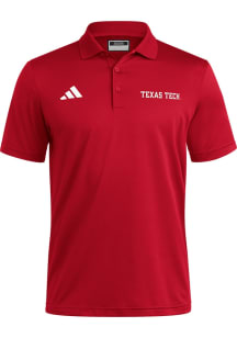 Adidas Texas Tech Red Raiders Mens Red Ottoman Wordmark Short Sleeve Polo