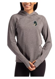 Cutter and Buck Michigan State Spartans Womens Black Vault Adapt Knit Hood Hooded Sweatshirt