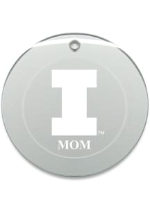 Illinois Fighting Illini Mom Round Ornament - White