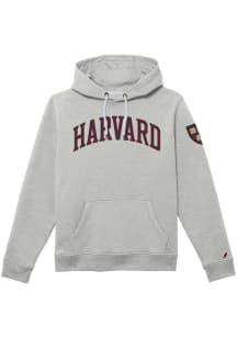 Harvard Crimson Mens Ash Arch Name with Primary Logo Fashion Hood