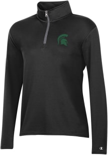 Champion Michigan State Spartans Womens Black Mock Mesh Qtr Zip Pullover