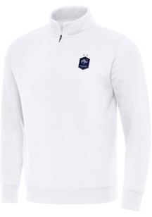 Antigua France National Team Mens White Landslide Long Sleeve Qtr Zip Pullover