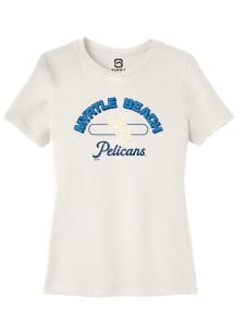 Summit Sportswear Myrtle Beach Pelicans Womens White Vintage Arch Script Short Sleeve T-Shirt