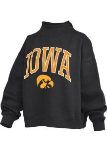 Pressbox Iowa Hawkeyes Womens Black Mock Neck Crew Sweatshirt