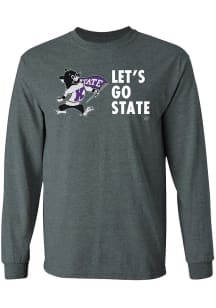 K-State Wildcats Charcoal Lets Go State Long Sleeve T Shirt