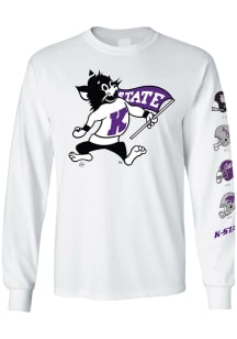 K-State Wildcats White Helmets Long Sleeve T Shirt