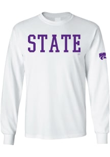 K-State Wildcats White State Long Sleeve T Shirt