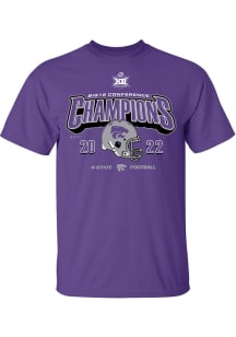 K-State Wildcats Purple 2022 Big 12 Football Champs Helmet Short Sleeve T Shirt