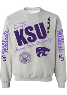Unisex Grey K-State Wildcats Throwback Long Sleeve Crew Sweatshirt