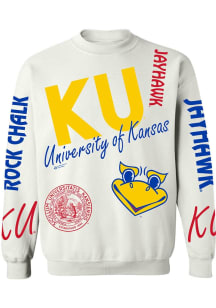 Kansas Jayhawks Womens White Throwback Crew Sweatshirt