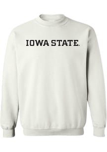 Iowa State Cyclones Mens White Tonal Wordmark Long Sleeve Crew Sweatshirt