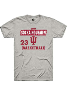 Zania Socka-Nguemen Indiana Hoosiers Ash NIL Striped Short Sleeve Player T Shirt