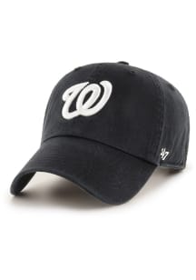 47 Washington Nationals White Logo Tonal Clean Up Adjustable Hat - Black