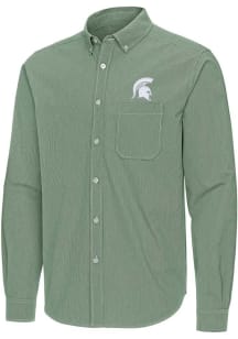 Antigua Michigan State Spartans Mens Green Porter Long Sleeve Dress Shirt