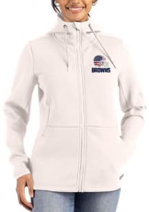 Cutter and Buck Cleveland Browns Womens White Americana Epic Comfort Full Zip Light Weight Jacket