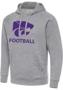 Antigua K-State Wildcats Mens Grey Heather Football  Victory Long Sleeve Hoodie