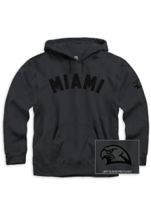 Summit Sportswear Miami RedHawks Mens Black Tonal Felt Long Sleeve Hoodie
