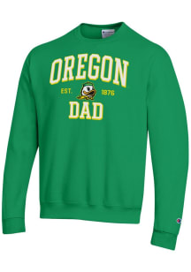 Champion Oregon Ducks Mens Green Est Date Dad Powerblend Long Sleeve Crew Sweatshirt