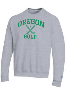 Champion Oregon Ducks Mens Grey Golf Icon Powerblend Long Sleeve Crew Sweatshirt