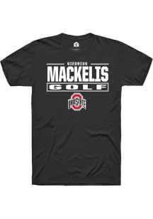 Giedrius Mackelis Ohio State Buckeyes Black NIL Stacked Box Short Sleeve Player T Shirt