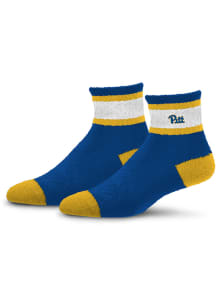Pitt Panthers Stripe Embroidered Fuzzy Womens Quarter Socks