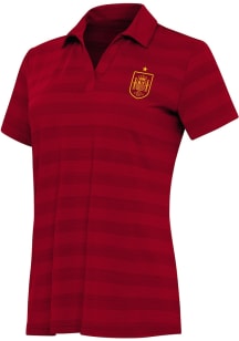 Antigua Spain National Team Womens Red Channel Short Sleeve Polo Shirt