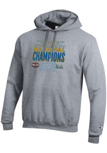Champion UCLA Bruins Mens Grey WBB National Champs 2026 Powerblend Long Sleeve Hoodie