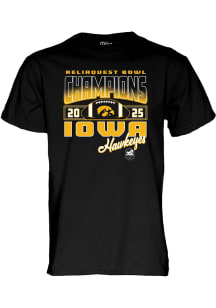 Blue 84 Iowa Hawkeyes Black 2025 Reliaquest Bowl Champions Short Sleeve T Shirt