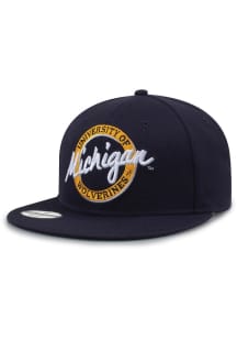 Michigan Wolverines Navy Blue Original Retro Circle Wool Blend Mens Snapback Hat