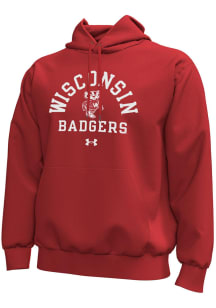 Under Armour Wisconsin Badgers Mens Red No. 1 Graphic Long Sleeve Hoodie