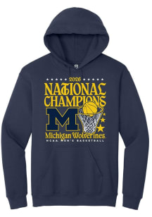 Summit Sportswear Michigan Wolverines Mens Navy Blue MBB National Champs 2026 Hoop Long Sleeve Hoo..