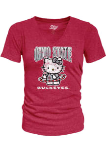 Blue 84 Ohio State Buckeyes Womens Red Hello Hoops Short Sleeve T-Shirt