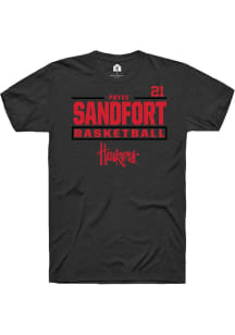 Pryce Sandfort Nebraska Cornhuskers Black NIL Stacked Box Short Sleeve Player T Shirt