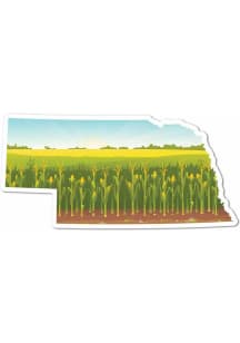 Nebraska State Shape Cornstalk 3.5" Stickers - White