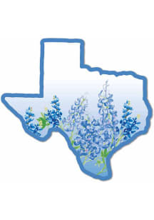 Texas State Shape Bluebonnet 3" Stickers - Blue