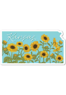 Kansas 3 Inch Sunflower State Stickers - Blue