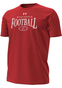 Under Armour Wisconsin Badgers Red Football Performance Cotton Short Sleeve T Shirt