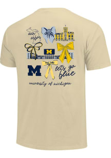 Michigan Wolverines Womens Yellow Coquette Campus Short Sleeve T-Shirt