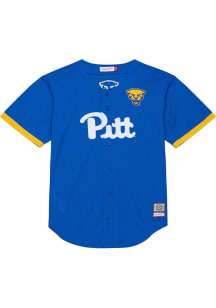 Mitchell and Ness Pitt Panthers Mens Blue Head Coach Baseball Jersey