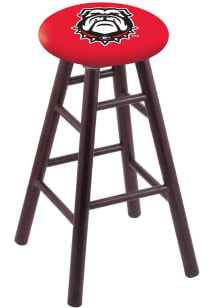 Georgia Bulldogs Mascot Round Cushion Oak Pub Stool - Brown