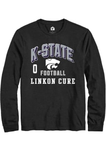 Linkon Cure K-State Wildcats Black Football NIL Arch Logo Long Sleeve Player T Shirt