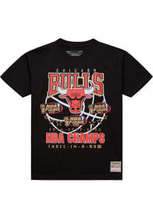 Mitchell and Ness Chicago Bulls Black Chasing Victory Short Sleeve Fashion T Shirt