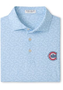 Peter Millar Chicago Cubs Mens Light Blue Bases Loaded Short Sleeve Fashion Polo