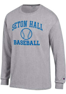 Champion Seton Hall Pirates Grey Baseball Jersey Long Sleeve T Shirt