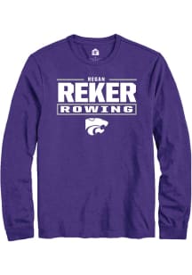 Regan Reker K-State Wildcats Purple NIL Stacked Box Long Sleeve Player T Shirt