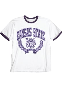 Blue 84 K-State Wildcats White Ringer Short Sleeve Fashion T Shirt