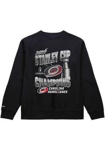 Mitchell and Ness Carolina Hurricanes Mens Black 2026 Stanley Cup Champions Long Sleeve Fashion Sw..