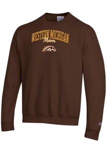 Champion Western Michigan Broncos Mens Brown Mom Script Powerblend Long Sleeve Crew Sweatshirt
