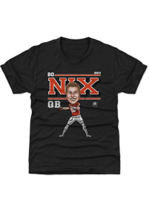 Bo Nix Denver Broncos Youth Black Bo Nix Denver Cartoon Player Tee